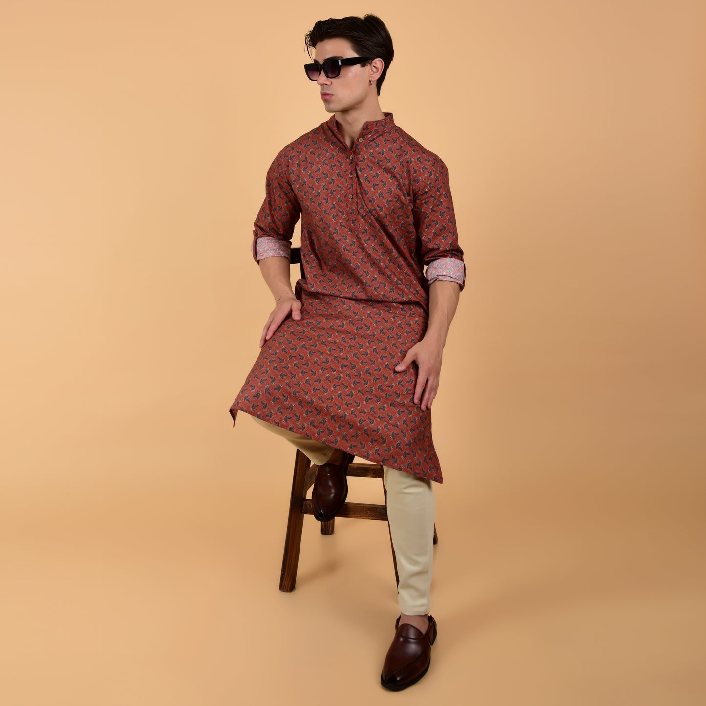Maroon Egyptian Cotton Signature Kurta