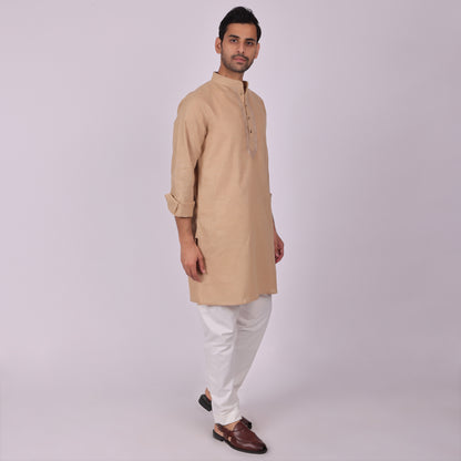 Sandstone Brown Tonal Embroidered Kurta