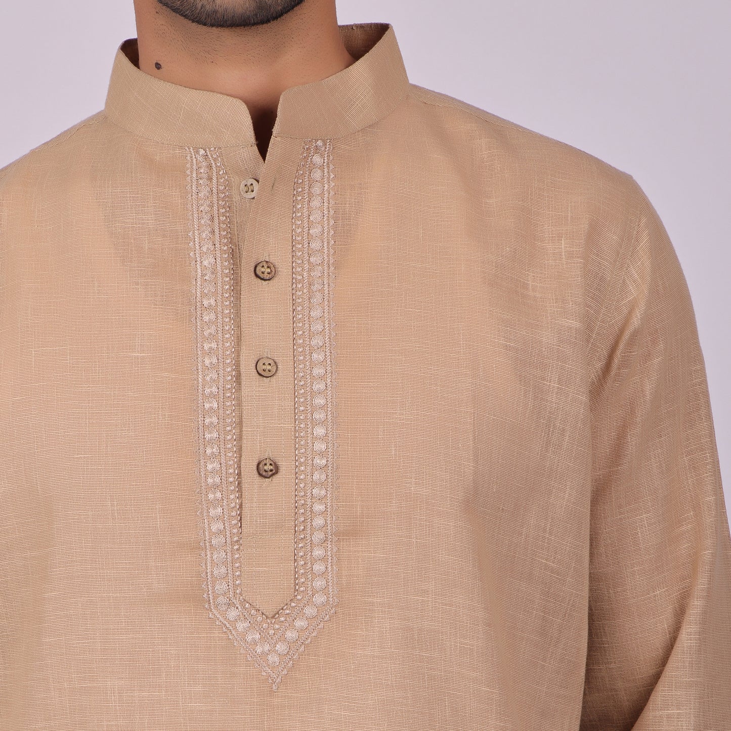 Sandstone Brown Tonal Embroidered Kurta