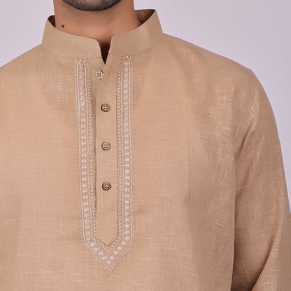 Sandstone Brown Tonal Embroidered Kurta
