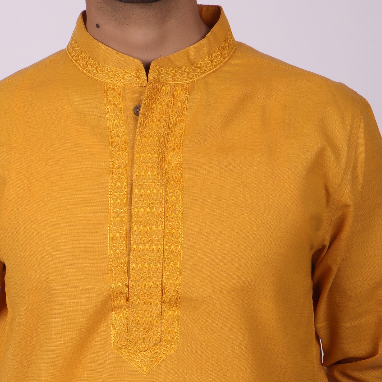 Mustard Festive Kurta with Neck Detailing