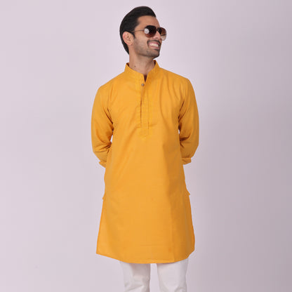 Mustard Festive Kurta with Neck Detailing
