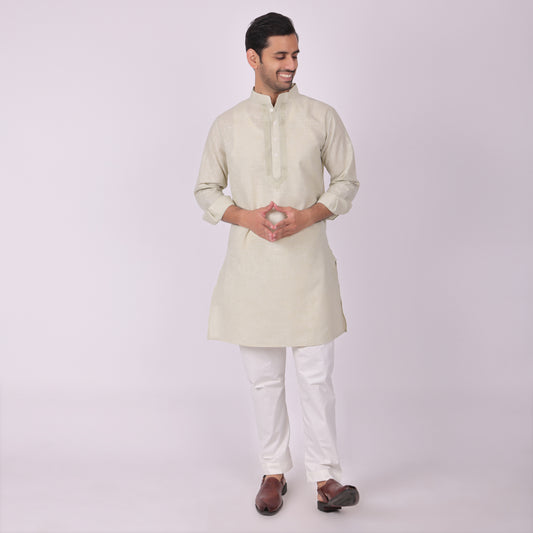 Sea-Mist Tonal Embroidered Kurta