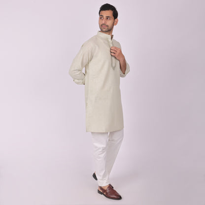 Sea-Mist Tonal Embroidered Kurta