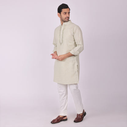 Sea-Mist Tonal Embroidered Kurta