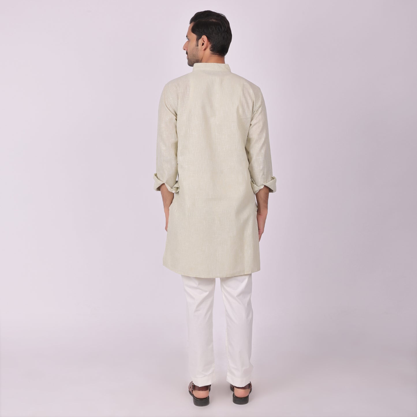 Sea-Mist Tonal Embroidered Kurta