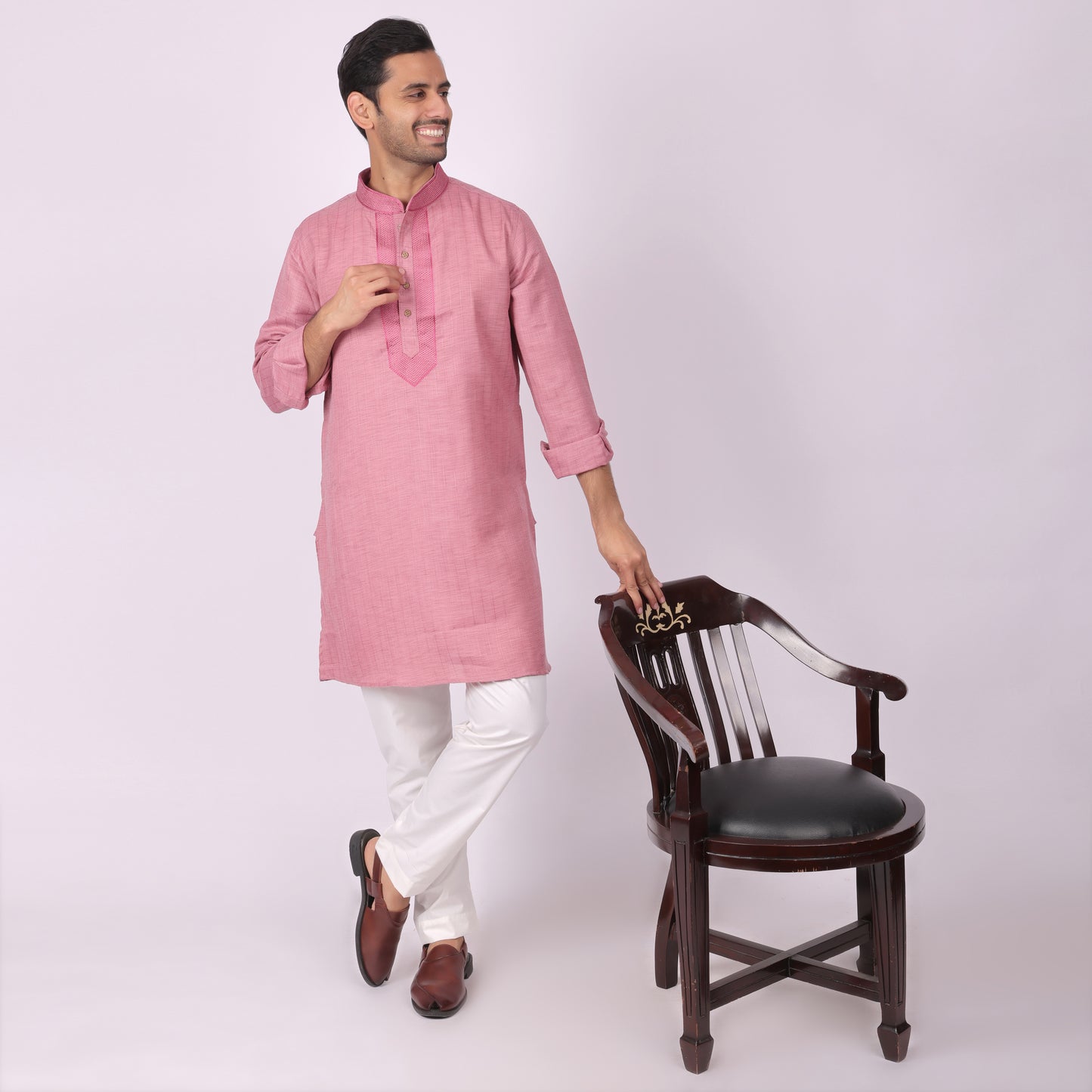 Wine Rose – Embroidered Festive Kurta