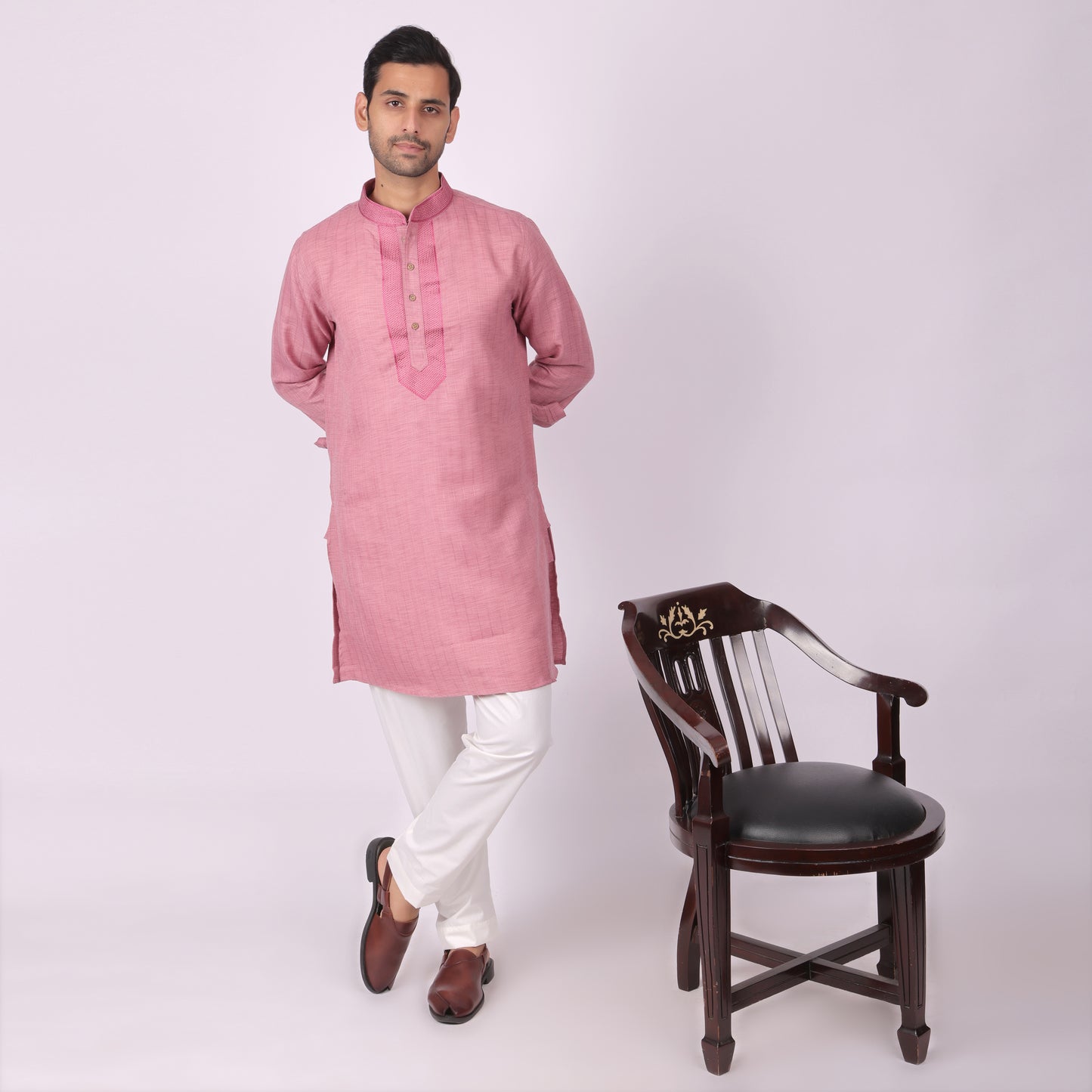 Wine Rose – Embroidered Festive Kurta