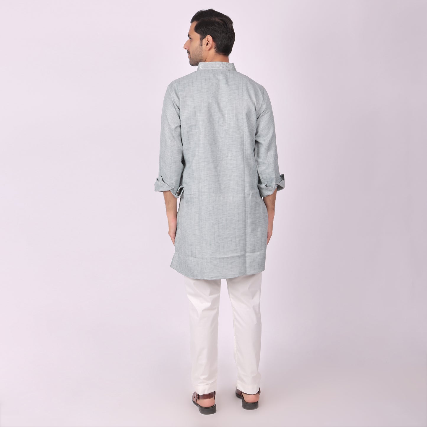 Ivory Silver Kurta with Heritage Embroidery