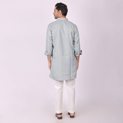 Ivory Silver Kurta with Heritage Embroidery