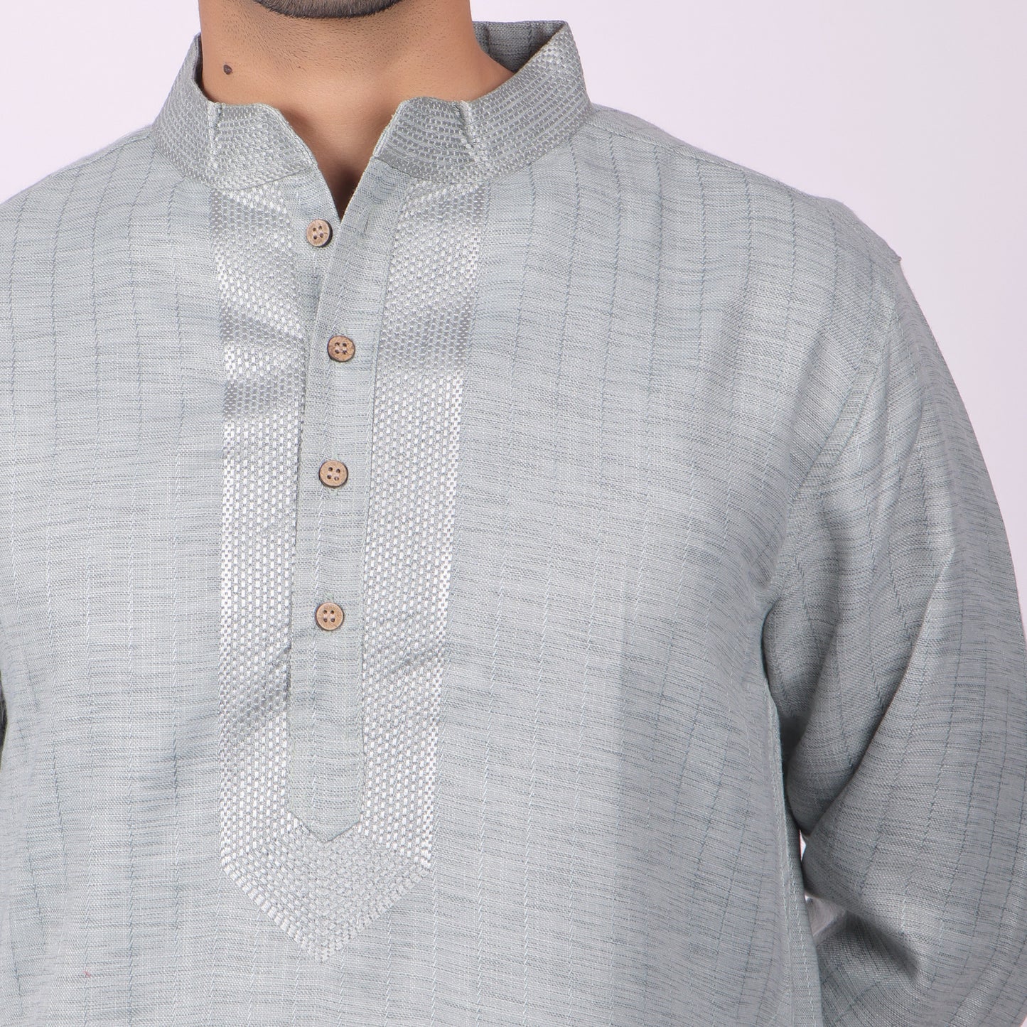 Ivory Silver Kurta with Heritage Embroidery