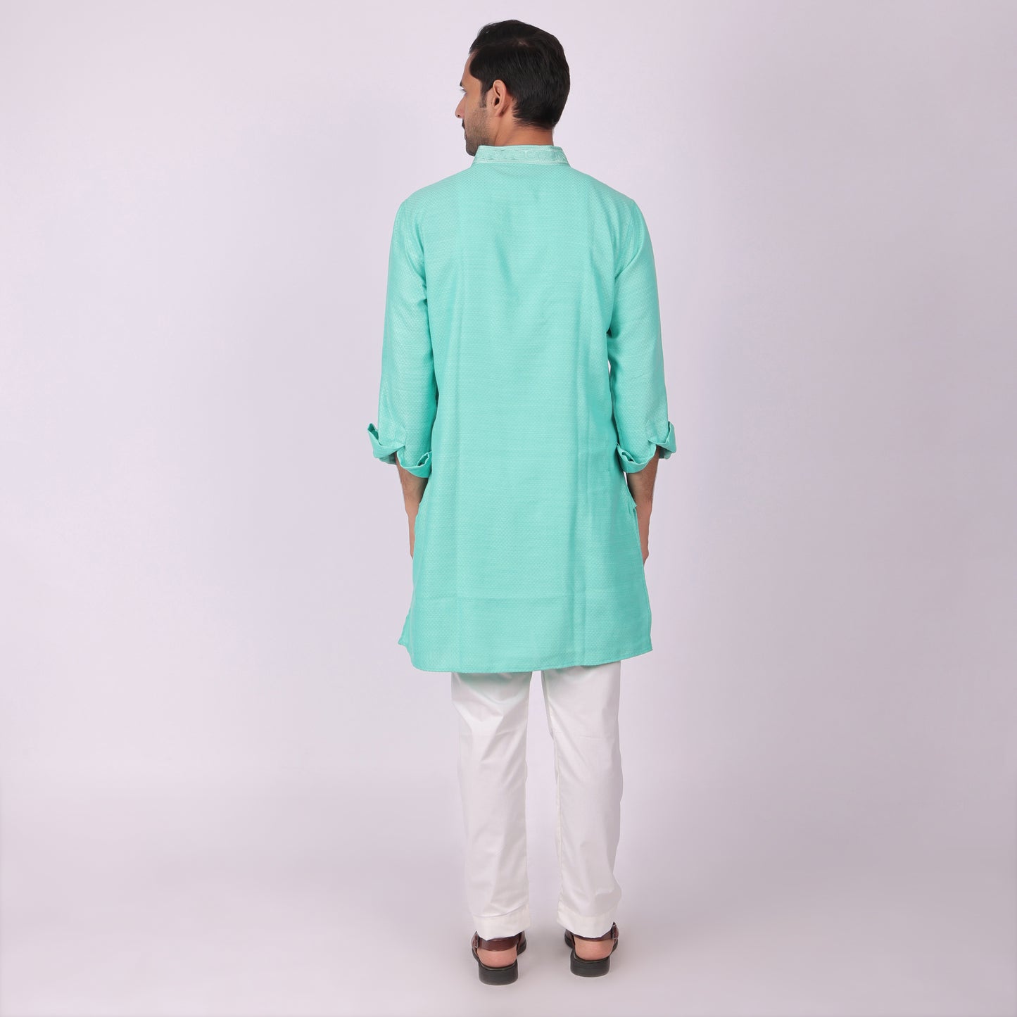 Emerald Green Kurta with Silver Accents