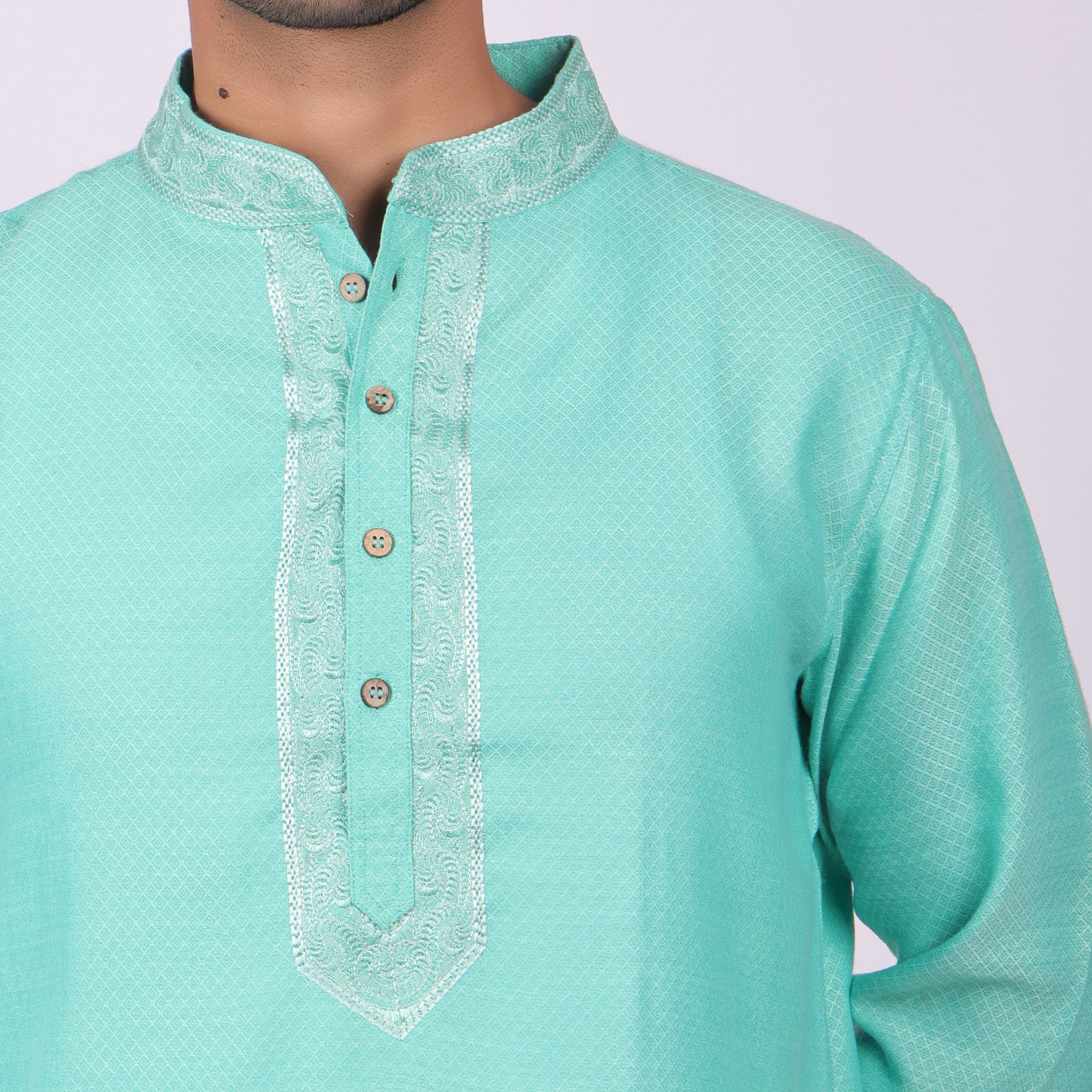 Emerald Green Kurta with Silver Accents