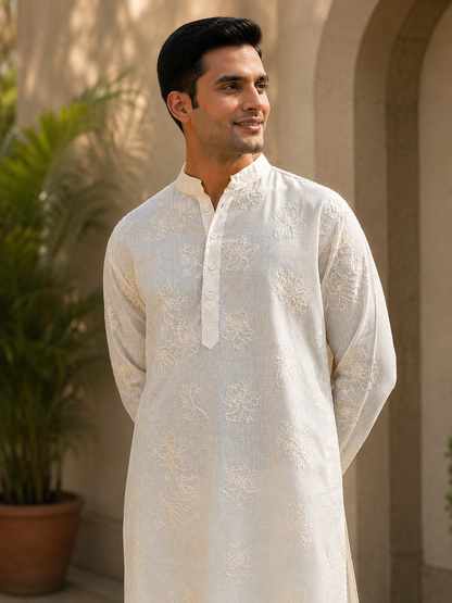 Cream Dori Kurta