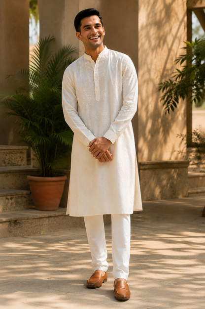 Cream Dori Kurta