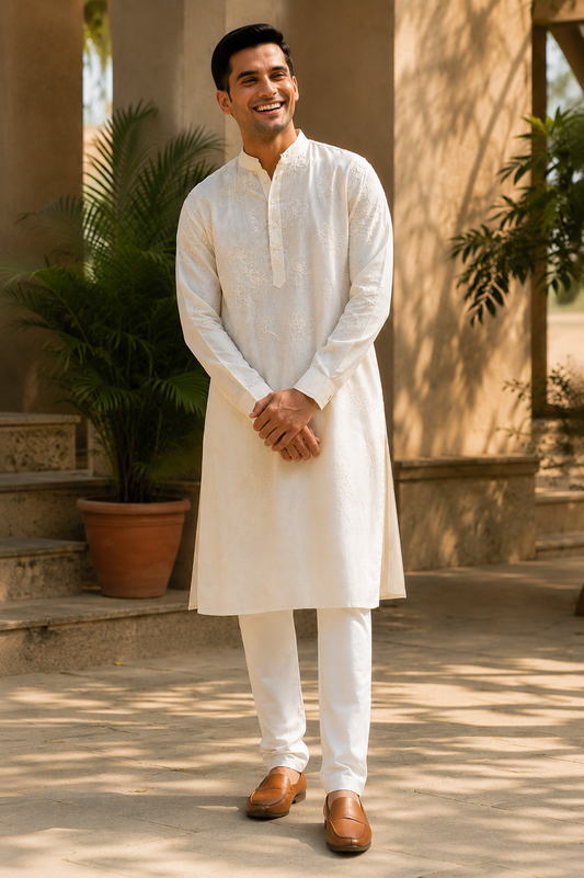 Cream Dori Kurta