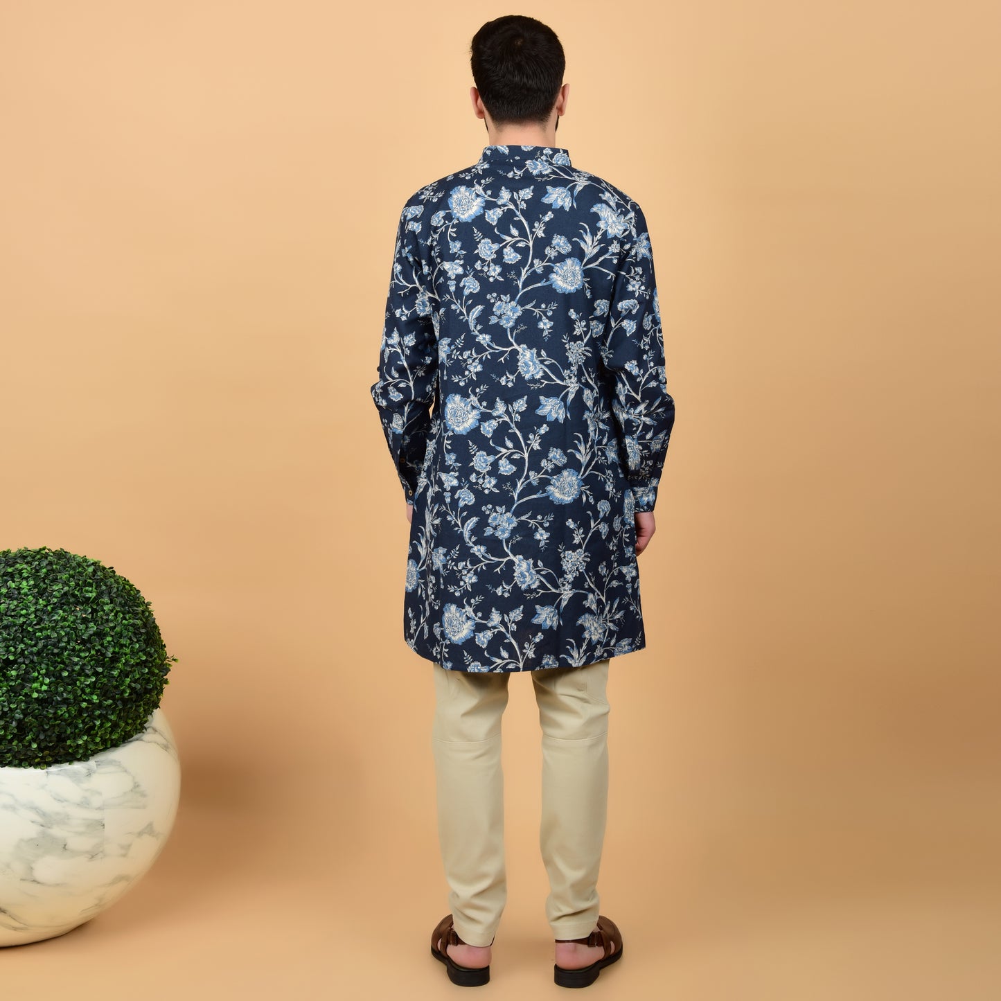 Navy Bloom Printed Kurta
