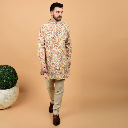Ecru Paisley Printed Kurta