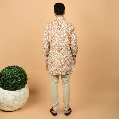 Ecru Paisley Printed Kurta