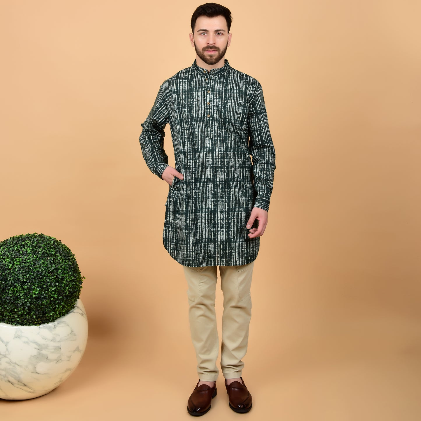 Olive Drift Printed Kurta