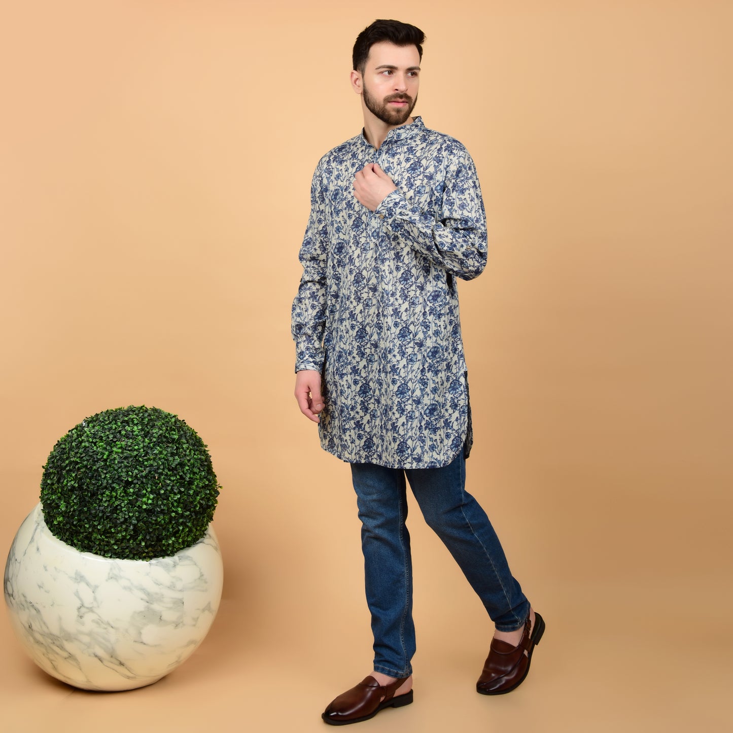 Ecru Bloom Printed Kurta