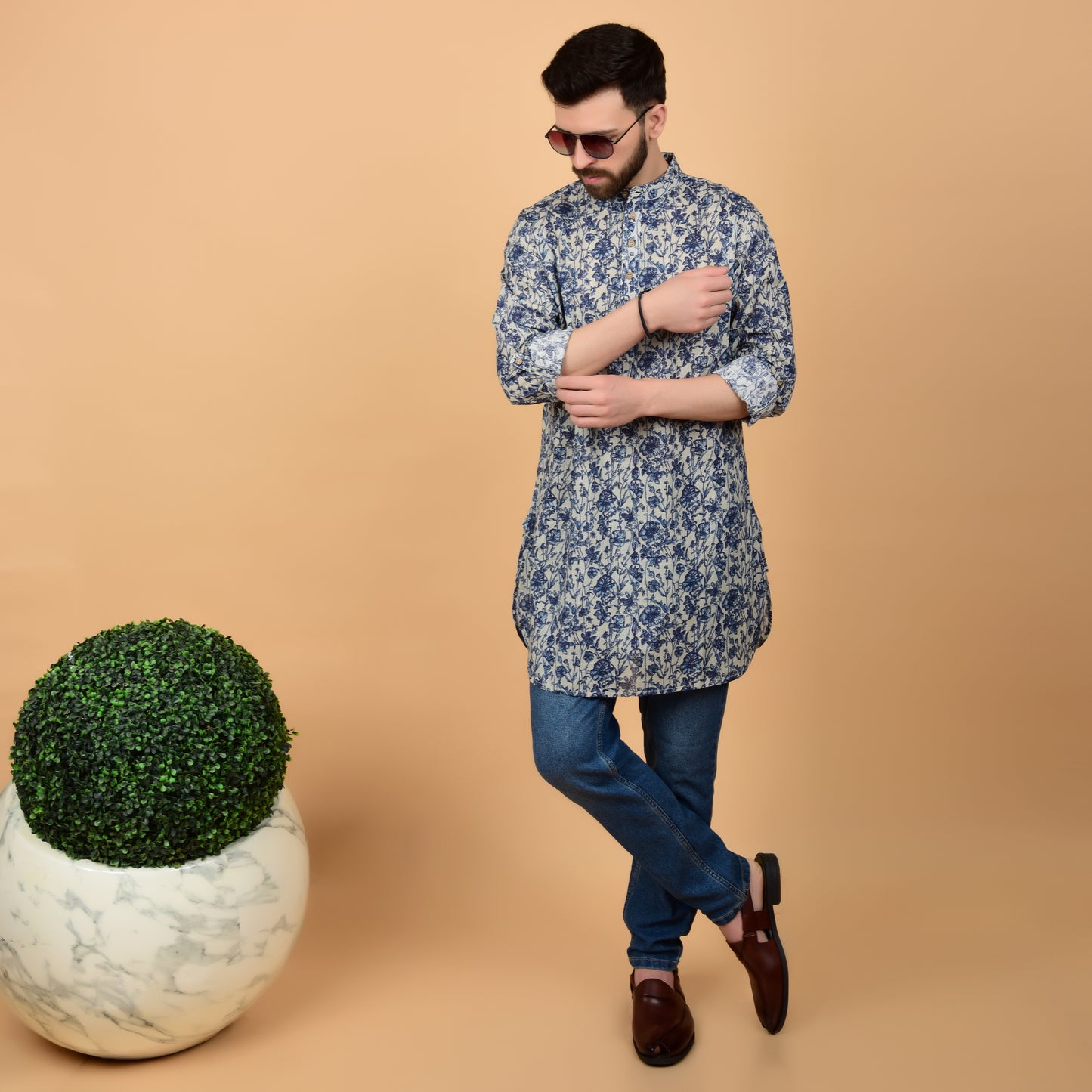 Ecru Bloom Printed Kurta