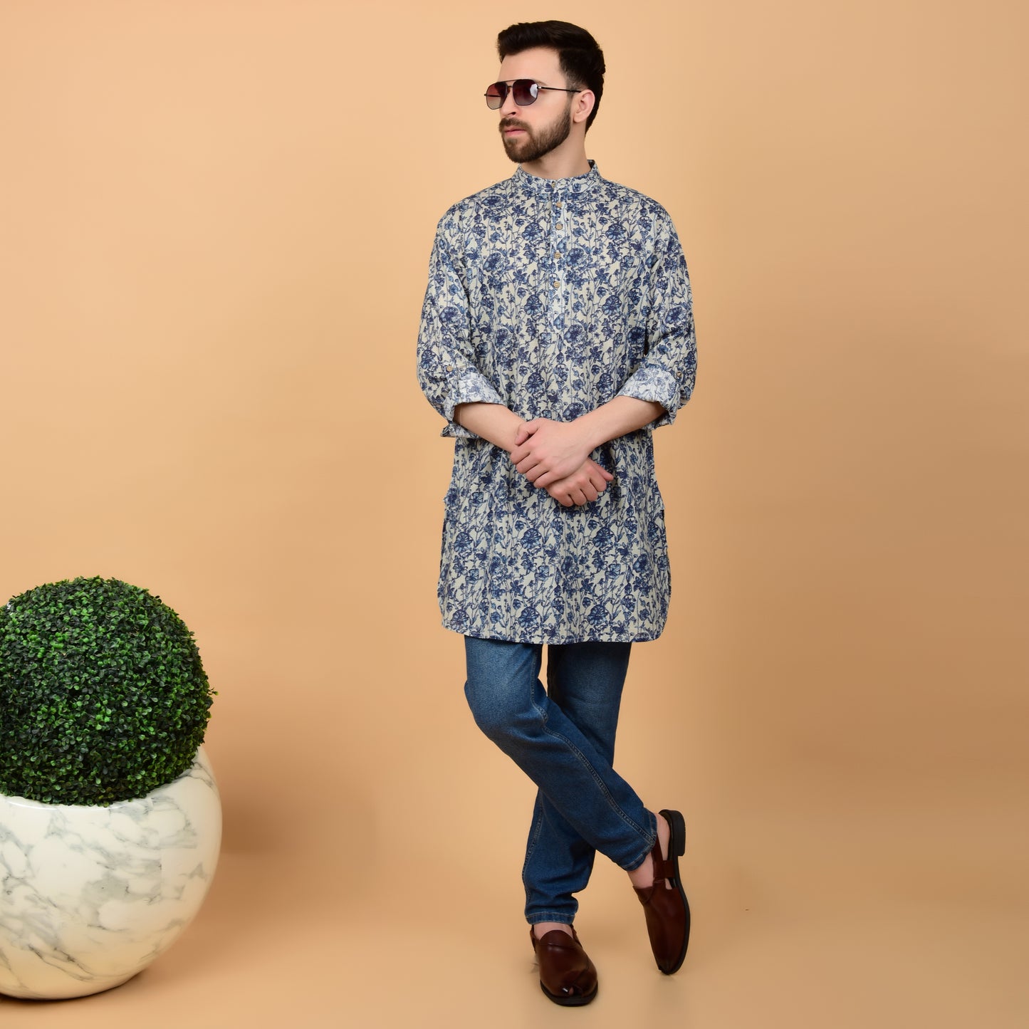 Ecru Bloom Printed Kurta