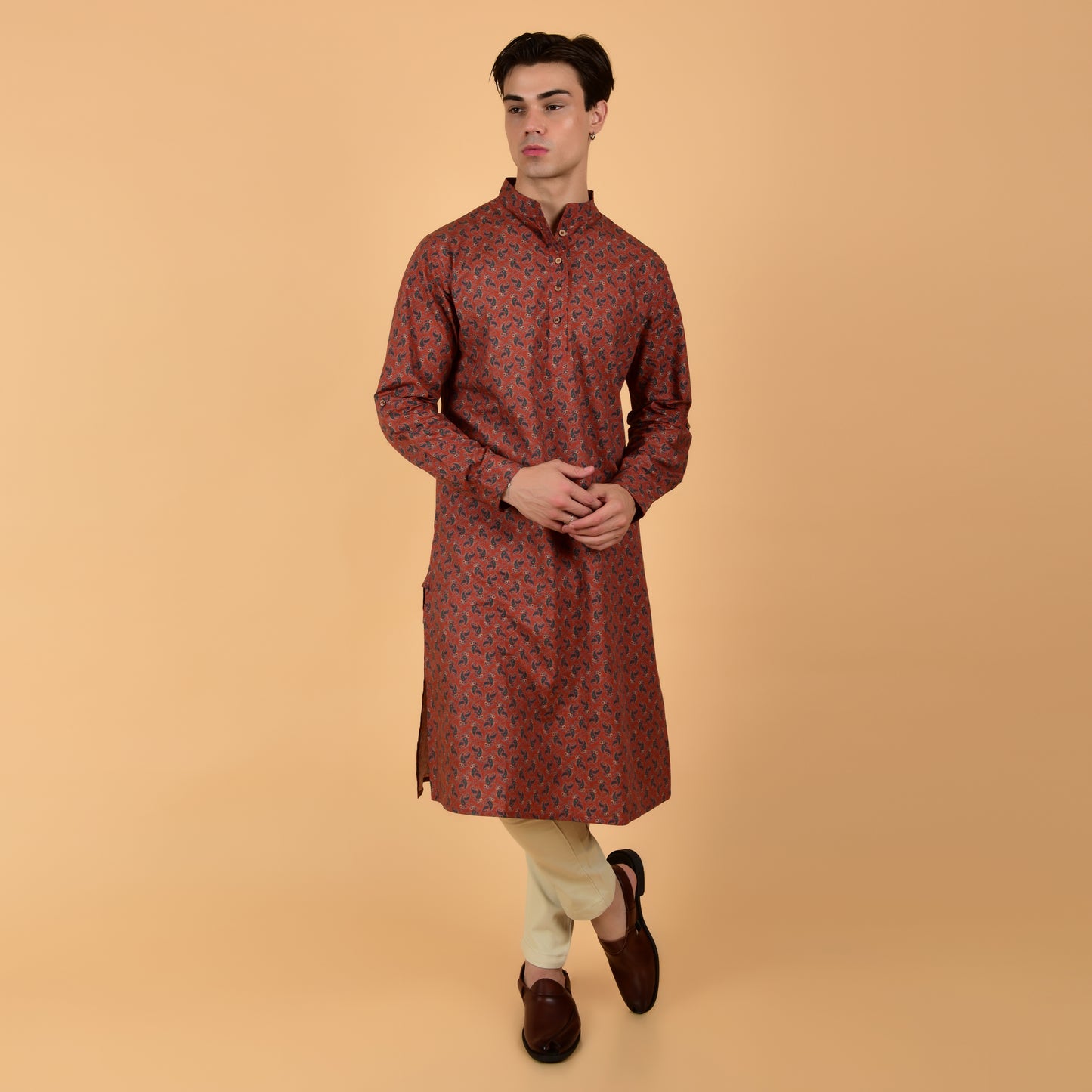 Maroon Egyptian Cotton Signature Kurta