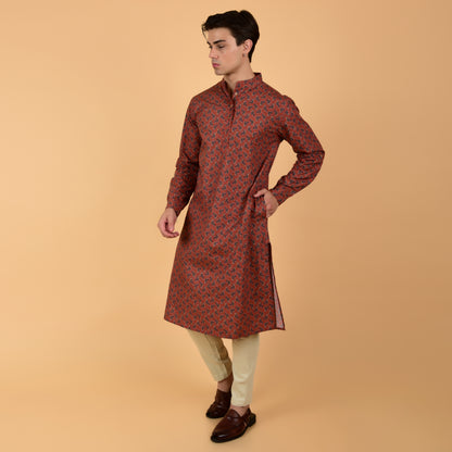 Maroon Egyptian Cotton Signature Kurta