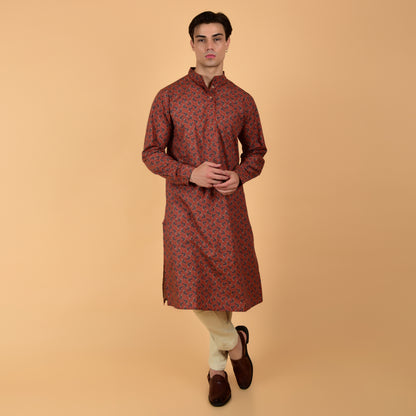 Maroon Egyptian Cotton Signature Kurta