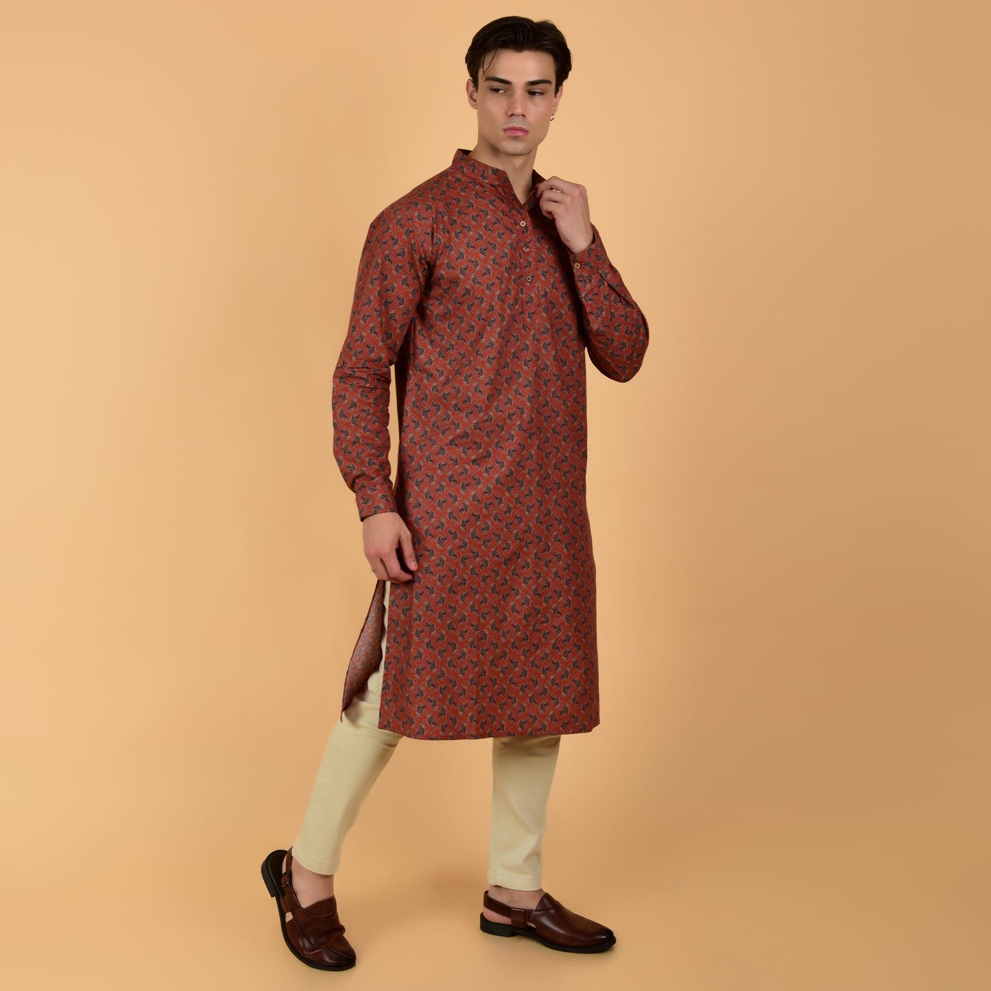 Maroon Egyptian Cotton Signature Kurta
