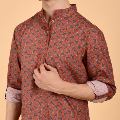 Maroon Egyptian Cotton Signature Kurta