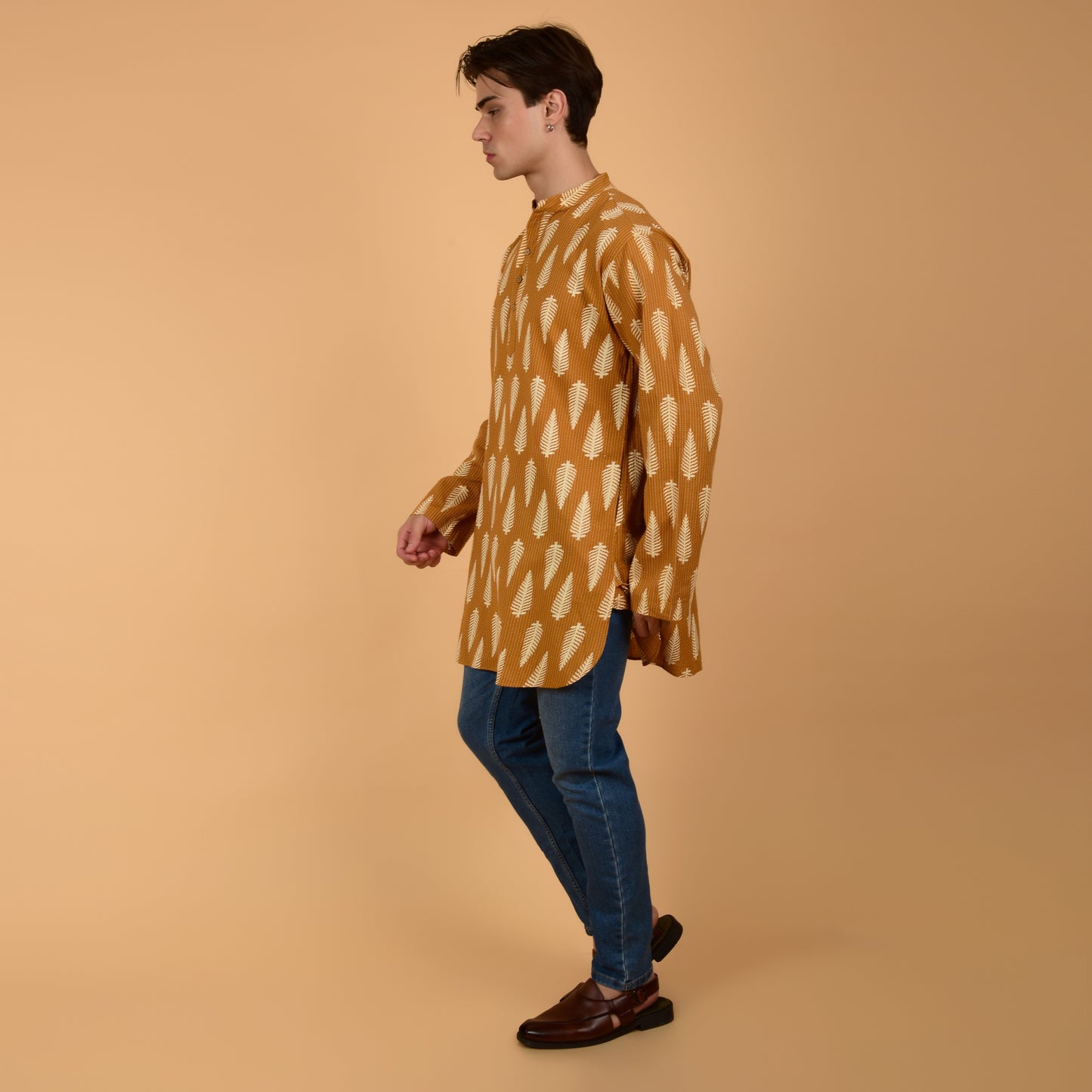 Mustard Fern Drift Printed Kurta