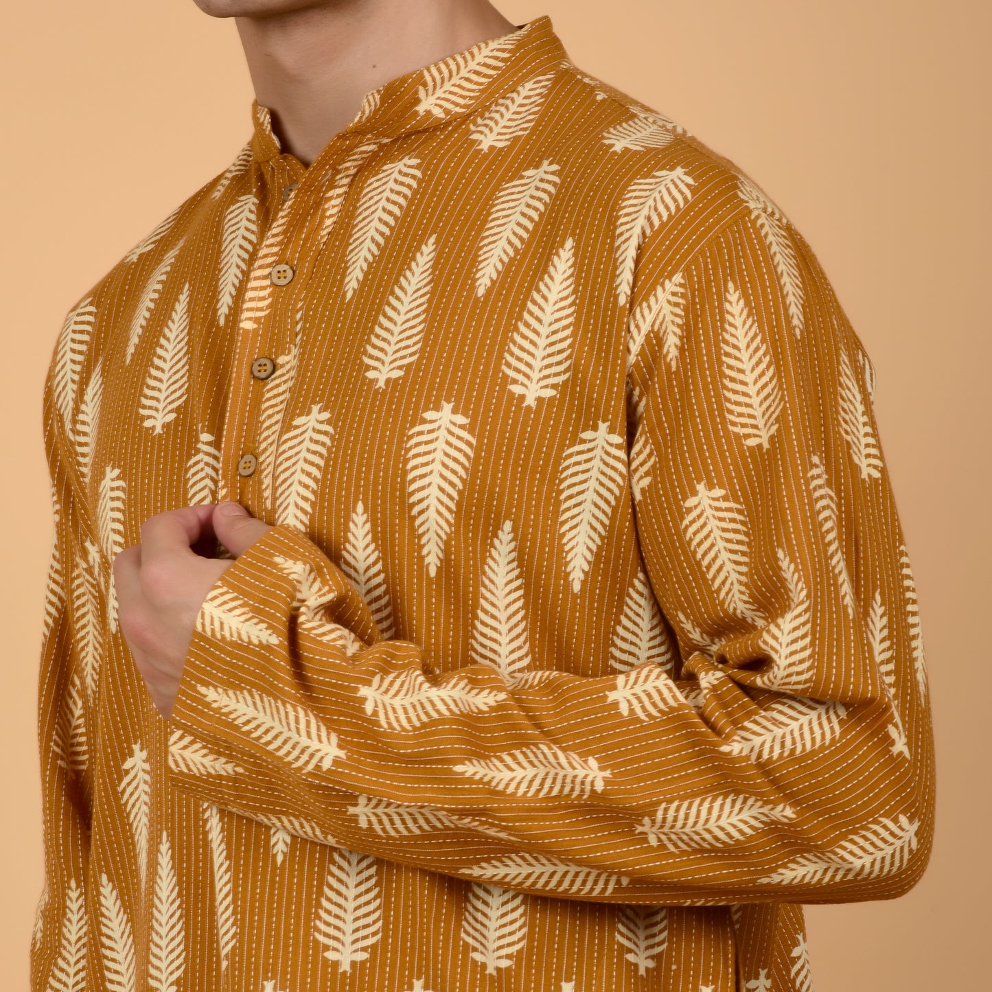 Mustard Fern Drift Printed Kurta