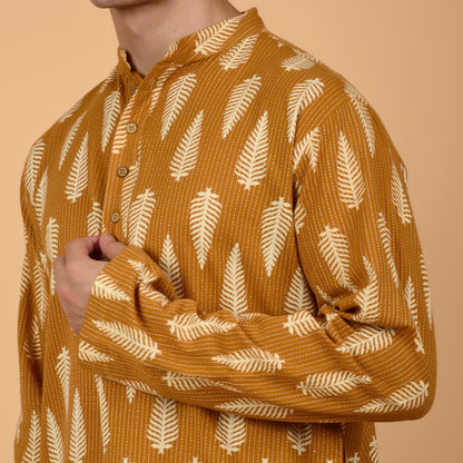 Mustard Fern Drift Printed Kurta