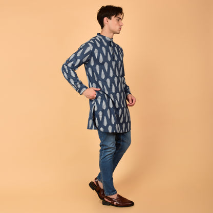 Navy Fern Drift Printed Kurta