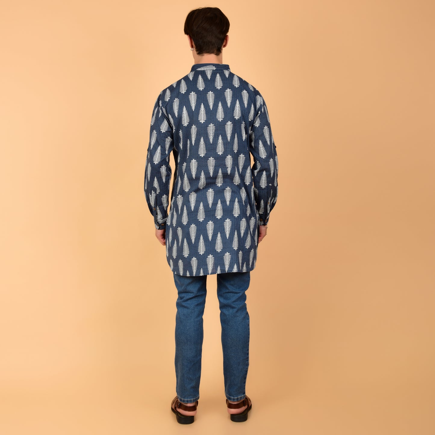 Navy Fern Drift Printed Kurta