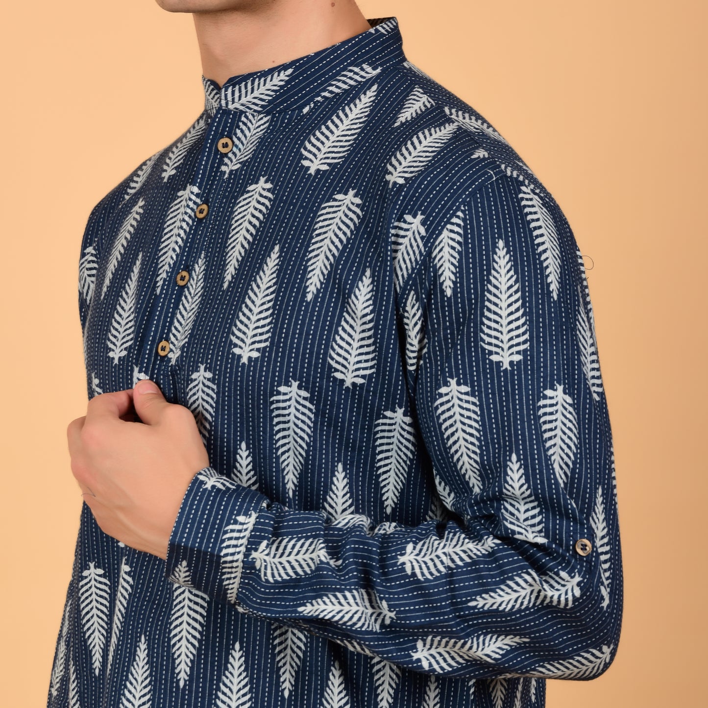 Navy Fern Drift Printed Kurta