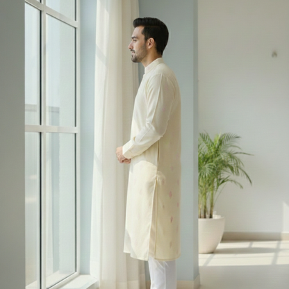 Butter Yellow Dori Kurta