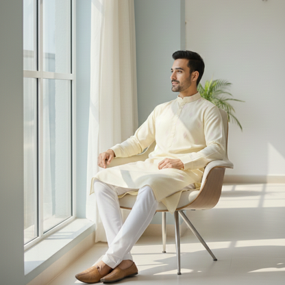 Butter Yellow Dori Kurta
