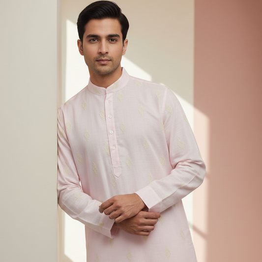 Baby Pink Dori kurta