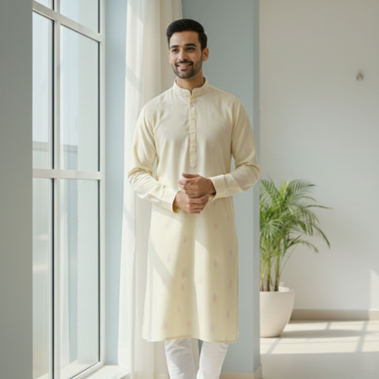 Butter Yellow Dori Kurta