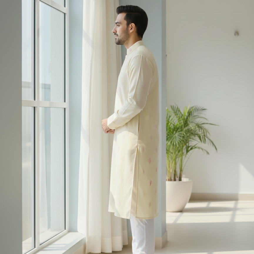 Butter Yellow Dori Kurta