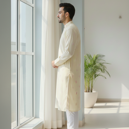 Butter Yellow Dori Kurta