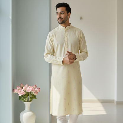Butter Yellow Dori Kurta