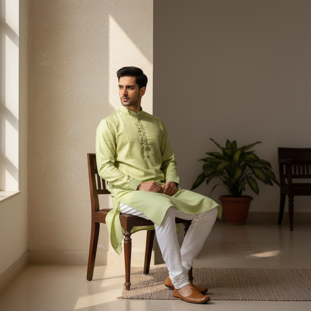 Pista Texture Kurta