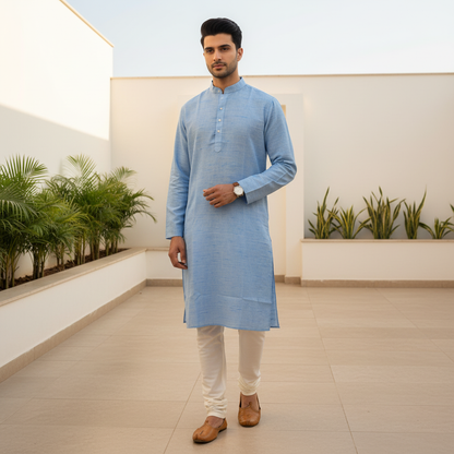 Sky Blue Texture Kurta