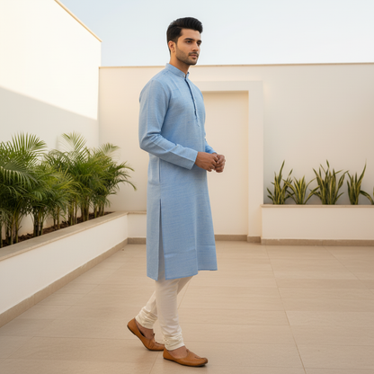 Sky Blue Texture Kurta
