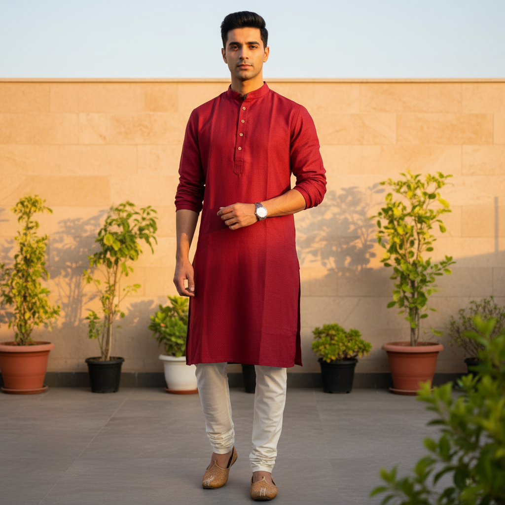 Maroon Classic Kurta