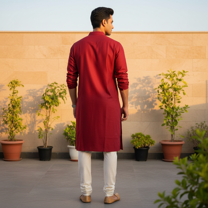 Maroon Classic Kurta